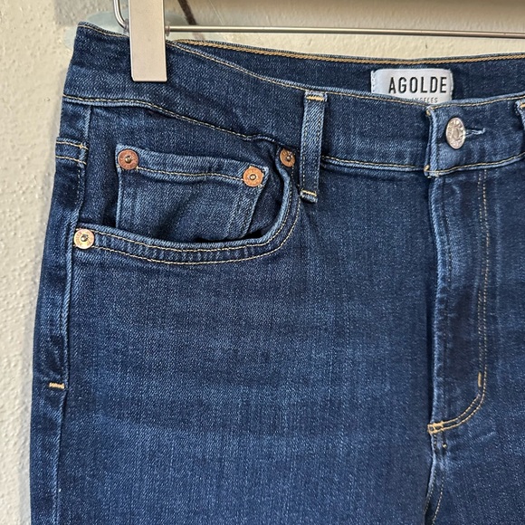 Agolde Sophie High Rise Skinny Crop Jeans in Reverb Raw Hem Size 30 - Picture 6 of 12